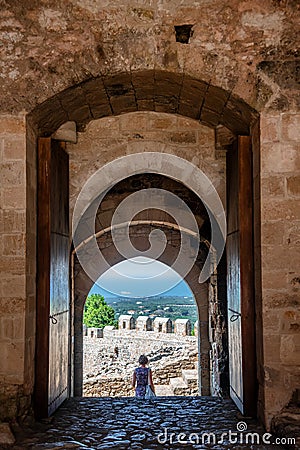 Chlemoutsi castle at Kastro village, Greece Editorial Stock Photo