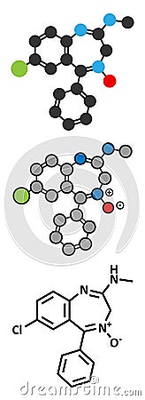 Chlordiazepoxide sedative and hypnotic drug molecule Vector Illustration