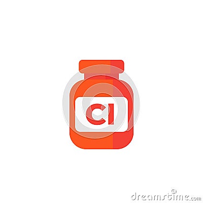 Chlorine bottle icon on white Vector Illustration