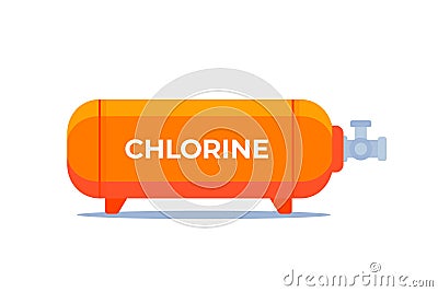 Chlorine gas cylinder or tank, vector design Vector Illustration