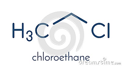 Chloroethane ethyl chloride local anesthetic molecule. Skeletal formula. Vector Illustration