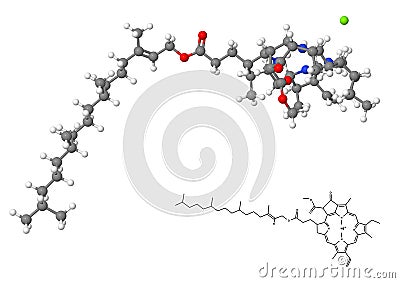 Chlorophyll molecule with chemical formula Stock Photo