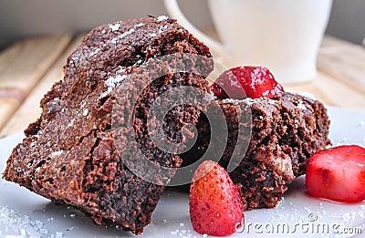 Chocolate Walnut Brownies Stock Photo