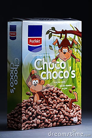 Choco cereals from Perfekt, Dutch brand Editorial Stock Photo