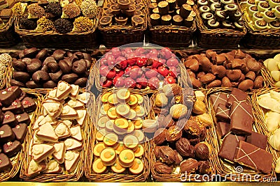 Chocolat, sweets and cookies at the market Stock Photo