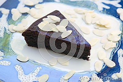 Chocolate and almond cake Stock Photo