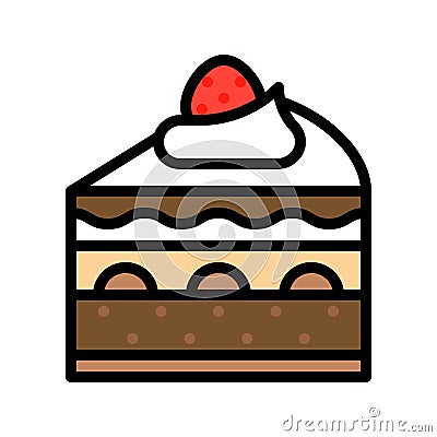 Chocolate almond cake vector illustration, filled style icon Vector Illustration