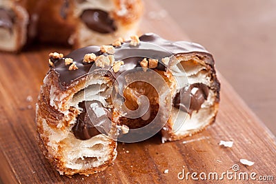 Chocolate and almond croissant and doughnut mixture Stock Photo