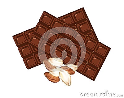 Chocolate with almonds Vector Illustration