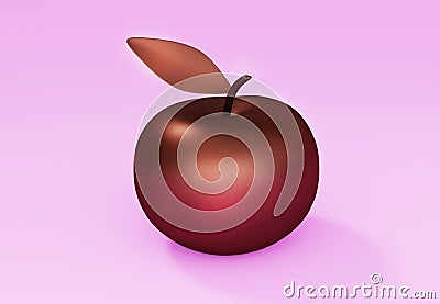 Chocolate apple on pink background Stock Photo