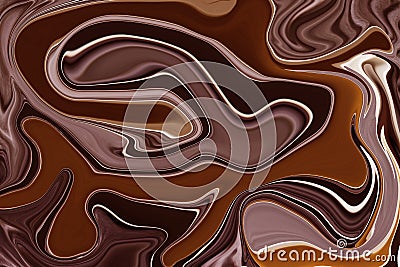 Chocolate background with liquify effect. Warm brown marble backdrop. Stock Photo