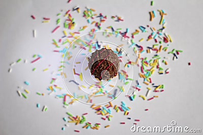 Chocolate ball and colorful decoration Stock Photo