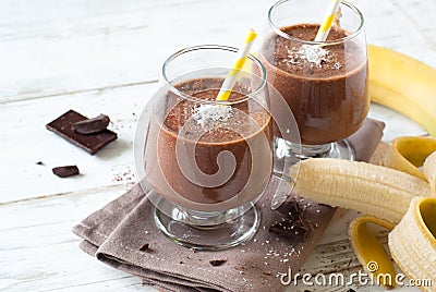 Chocolate banana smoothie Stock Photo