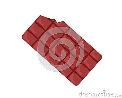 Chocolate bar, block with ite, bitten off piece. Sweet choco candy food, cocoa sugar dessert. Tasty delicious Vector Illustration