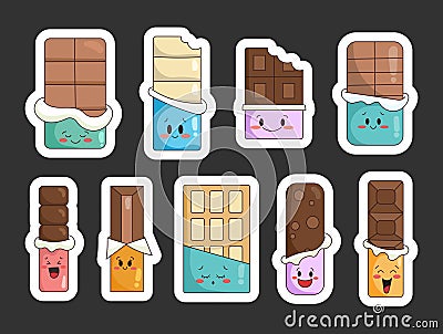 Chocolate bar character cartoon. Sweet dessert Vector Illustration