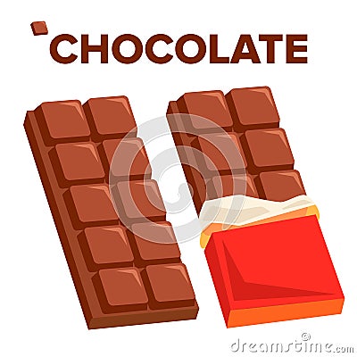 Chocolate Bar Icon Vector. Dark Opened Taste Bar. Isolated Flat Cartoon Illustration Vector Illustration