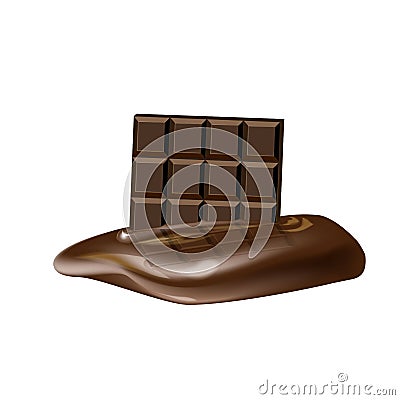 A chocolate bar melts on a white background. Vector Illustration