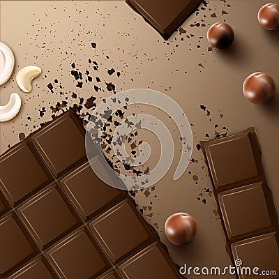 Chocolate bar with nuts Vector Illustration