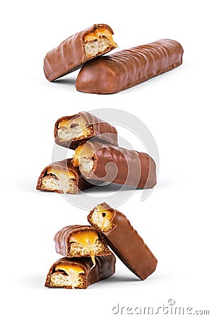 Chocolate bar set with clipping path. Stock Photo