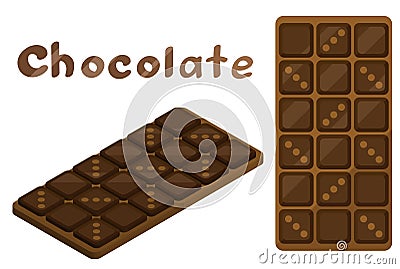 Chocolate bar. Set of vector images. Design of chocolate. Vector illustrations on a white background. Isometrics Vector Illustration