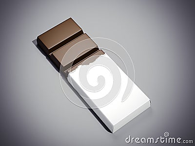 Chocolate bar in white wrapper. 3d rendering Stock Photo