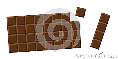 Chocolate bar whole milk choco pieces Vector Illustration