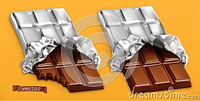 Chocolate bars, 3d realistic vector Vector Illustration