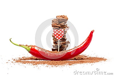 Chocolate Bars With Red Hot Pepper Stock Photo