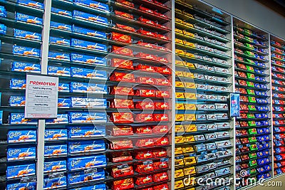 Chocolate bars sale in Nestle factory in Switzerland Editorial Stock Photo