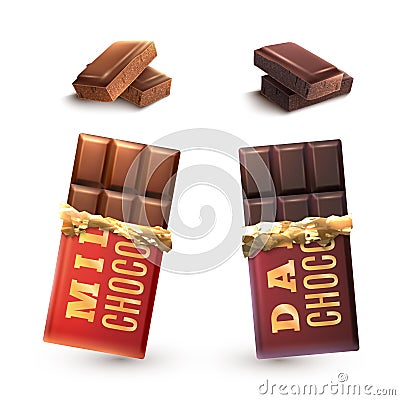 Chocolate Bars Set Vector Illustration