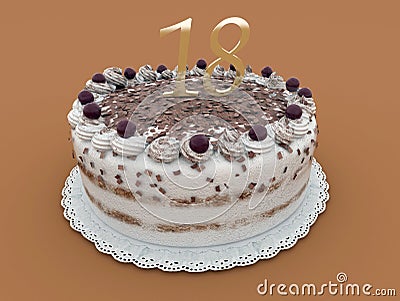 Chocolate birthday cake Stock Photo