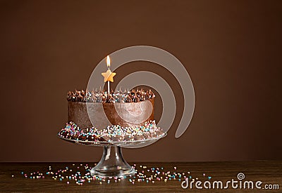 Chocolate Birthday Cake Stock Photo