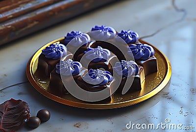 chocolate birthday cake on a plate animated sequence Stock Photo