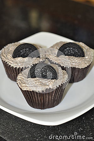 Chocolate biscuit cupcakes Stock Photo