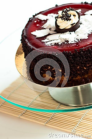 Chocolate black forest cream cake isolated Stock Photo