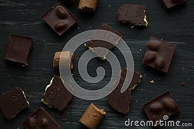 Chocolate on black the old table Stock Photo