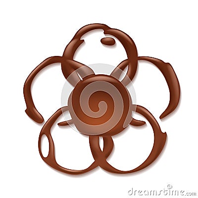 Chocolate blotch isolated. Flower shape. Vector Illustration