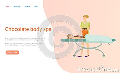Chocolate Body Spa, Beautician and Client on Table Vector Illustration