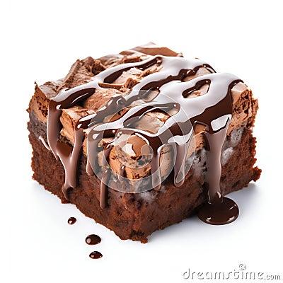 Chocolate Brownie Delight Isolated on White Background. Generative ai Cartoon Illustration