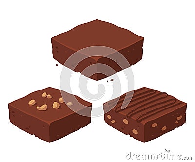 Chocolate brownie set Vector Illustration