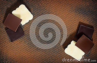 Chocolate bubbles mix, pastries and desserts, a chocolate background. Stock Photo