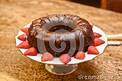 Chocolate Bundt Cake Stock Photo