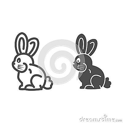 Chocolate bunny line and solid icon, Chocolate festival concept, sweet holiday chocolate dessert sign on white Vector Illustration