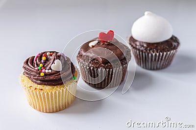 Chocolate buttercream cupcakes Stock Photo