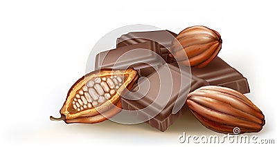 Chocolate and cacao fruit Stock Photo