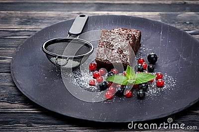 Chocolate cake brownie Stock Photo