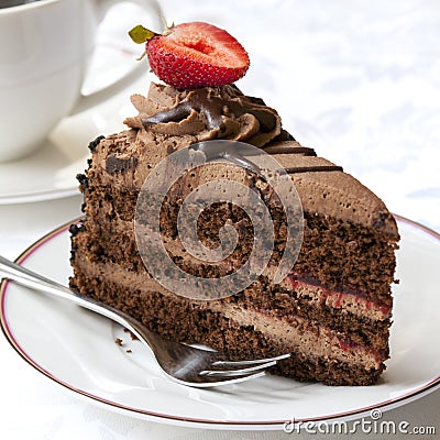 Chocolate Cake with Coffee Stock Photo