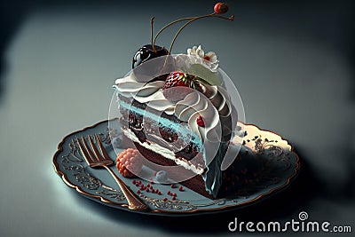 Chocolate cake. Generative AI illustration. Stock Photo