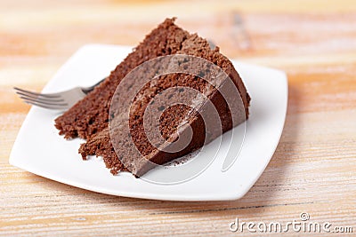 Chocolate Cake on a Plate Stock Photo