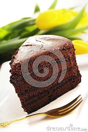 Chocolate cake slice Stock Photo